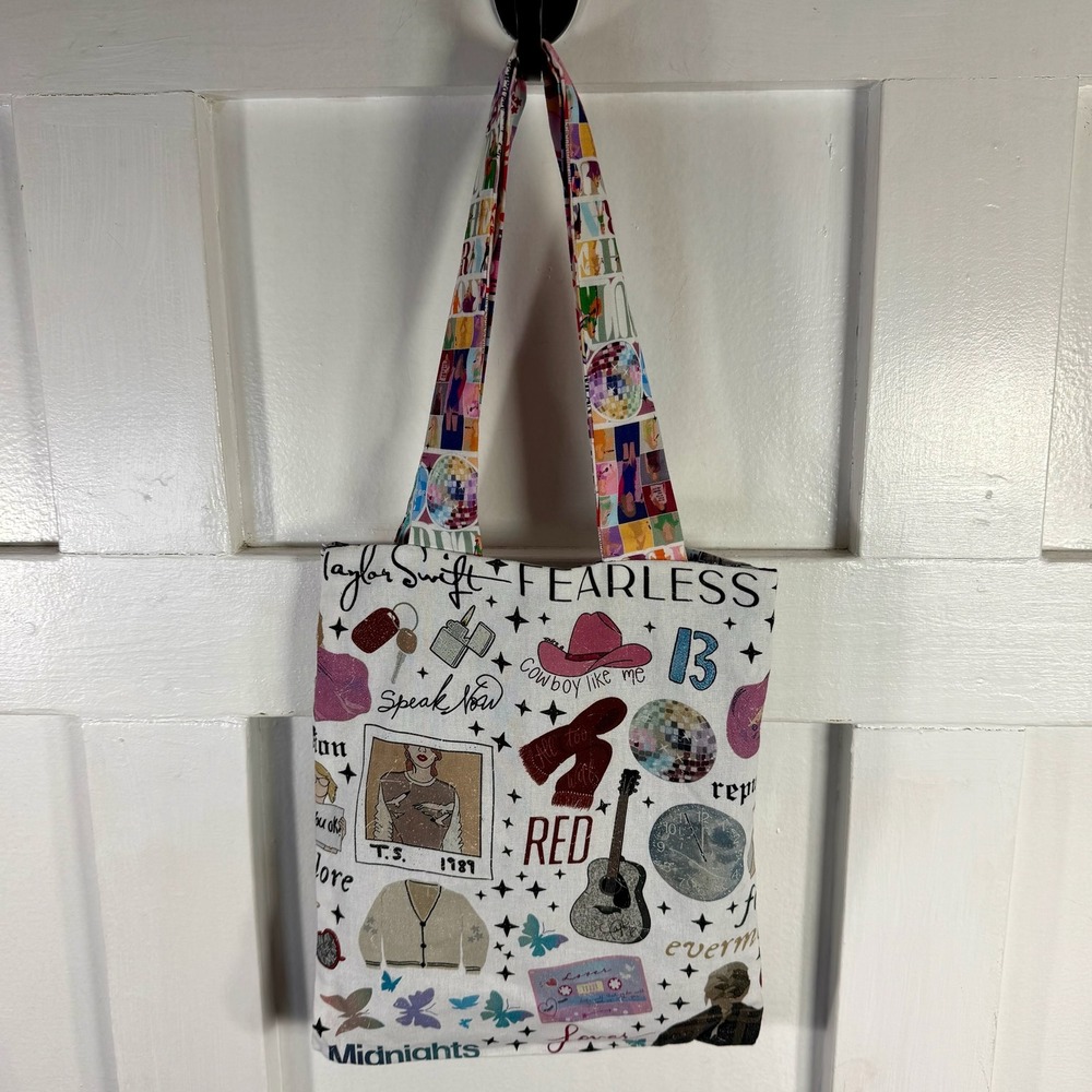 Taylor Swift Eras Tour Themed Tote Bag Fabric Multi Color